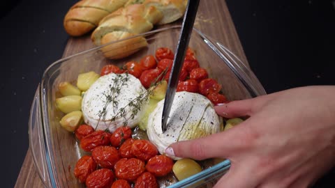 Baked Camembert with Roasted Cherry Tomatoes and garlic