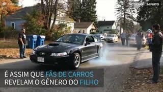 Casal usa Mustang para revelar o gênero do filho