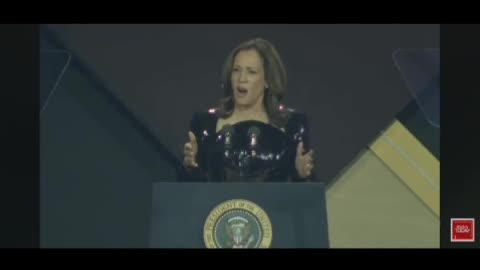 Kamala speaks behind the Presidential Seal Podium at Phoenix Awards today!