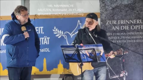 Live Musik OLLI, Witz des Tages VEIT, Ende EDGAR - BAUTZEN, Kornmarkt, 20 11 2023, 146. MAHNWACHE 🕊