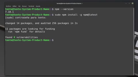 HOW UPDATE NODE JS ON LINUX MINT