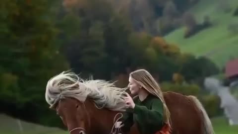 Horse 🐎 with beautiful 👧