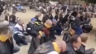 Bikers pray for President Trump