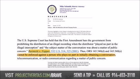 Veritas Lawsuit Halts Prosecutions of Publishers of Oregon Undercover Recordings