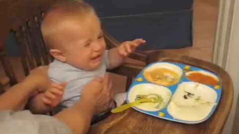 Dog Bark Wakes Baby Falling Asleep While Eating