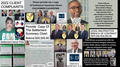 Supreme Court / Tully Rinckey PLLC Client Complaints Refund $30,555.90 Legal Malpractice Breach Of Contract / Smith Downey PA Settlement Never Paid Regency Furniture LLC / President Duterte / President Marcos Jr. / President Trump / President Biden