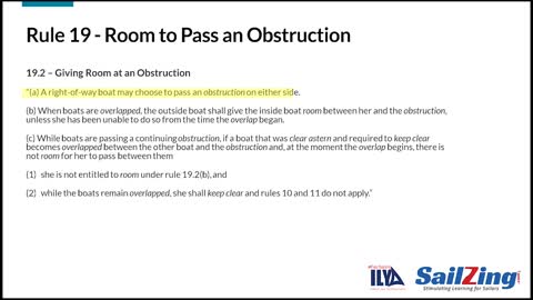 Rules 19 and 20 – Room at Obstructions: Racing Rules of Sailing 2021-2024