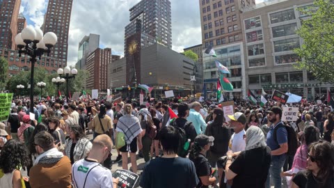 Palestinian Nerdeen Kiswani at the rally: "FLOOD New York City FOR GAZA." 2of2