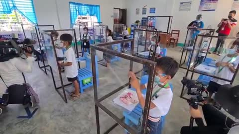 November 2021: Kids in Philippines return to schools after covid19 lockdowns