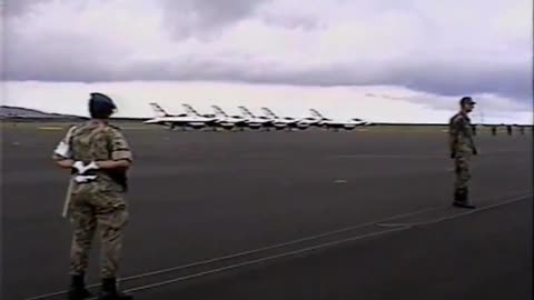 USAF F16 thunderbirds at Lajes Air Base in the Azores.