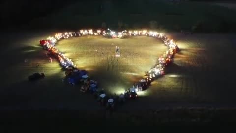 Dutch farmers created heart shape with tractors in support of fellow farmer who is gravely ill