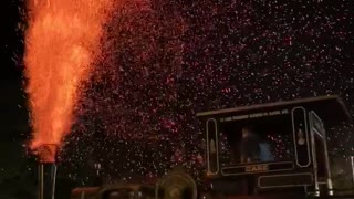 Steam Engine Sends Up Sparks