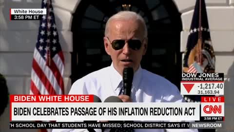 CNN CLOWNS Biden By Showing Stock Market Crashing As He Celebrates The Inflation Reduction Act