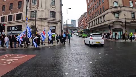 Today in Leeds what are probably Muslim pro-Palestine supporters throw