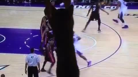 Cat tries to fight kings basketball game