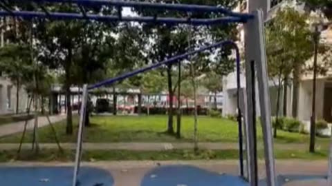 ...at a playground and exercise corner on a windy day