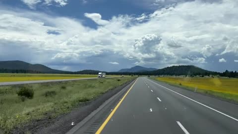 Driving on top of a mountain in Arizona