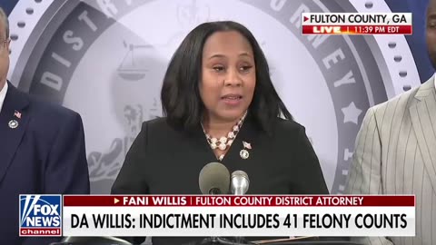 Fulton County, Georgia District Attorney Fani Willis speaks on Trump Indictment