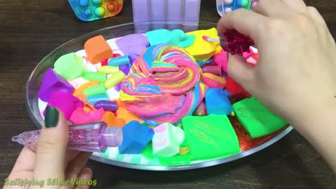 RAINBOW slime ! Mixing makeup, clay and more into GLOSSY slime!Satisfying Slime (1)