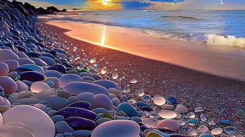 Beautiful sky and colourful marble seen near beach