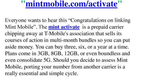 How To Activate "Mint Mobile" At "mintmobile.com/activate"