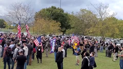 Proud Boys in Portland - Raising American Flag & National Anthem