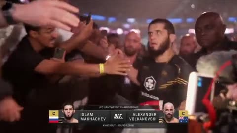 Islam Makhachev carriers Palestine flag after his win at UFC 294 against Alexander Volkanovski