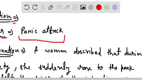 Carmen described an incident in which her anxiety suddenly rose to a peak and she felt a sense of i