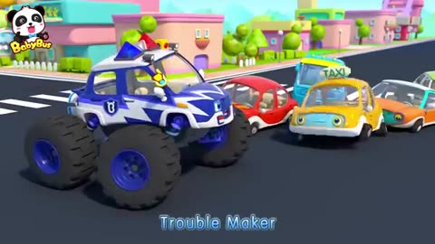 Monster Police Car Song | Police Cartoon | Nursery Rhymes | Kids Songs | Color Song | BabyBus