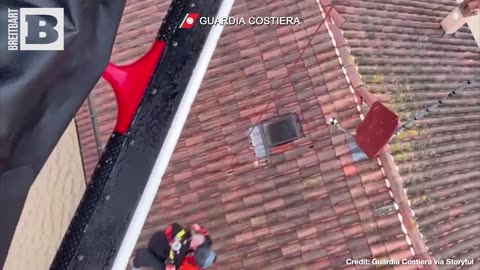 ROOFTOP RESCUE: Italian Coast Guard Rescues Residents Off Roof in Flash Floods