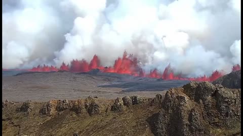 Lava and Smoke Continue for Second Day Near Grindavik, Iceland