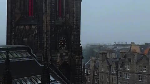 The rainy day in Edinburgh is filled with a romantic atmosphere