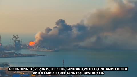 Large Russian Landing Ship Explodes After Ukrainian Missile Strike In Berdyansk