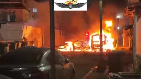 🇵🇸🇮🇱 A fire blocks a road in Tel Aviv