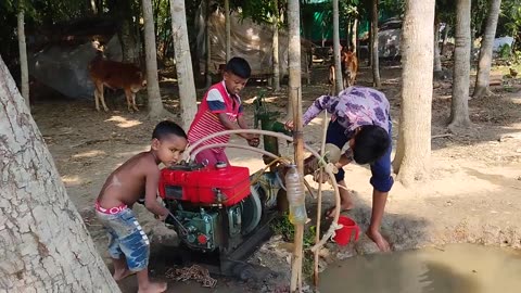 3 Village Boys Started Antic Diesel Engine Machine.How To Start Chalo Machine Start