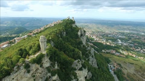 aerial view of republic of san marino guaita tower italy europe