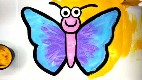 Painting Cute Butterfly and Dress Painting Pages, Learn Painting and to Color for Baby