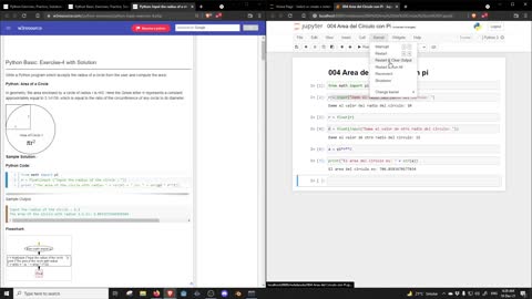 004 - Python ejercicios w3 - Area del circulo con Pi
