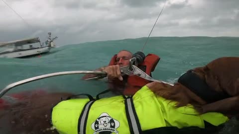 U.S. Coast Guard Video shows man being rescued at sea from Hurricane Helene