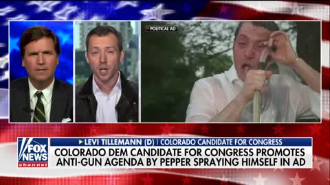 Tucker mocks Democratic candidate who pepper-sprayed himself