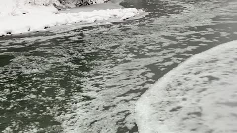 Ice floating down the Skykomish river