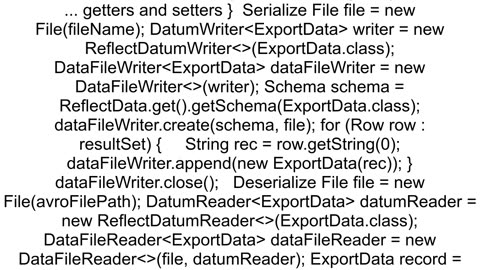 Generate Avro Schema from certain Java Object