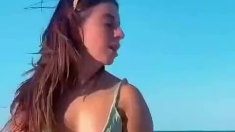 fresh bikini dance on the beach🔴 Beauty girl