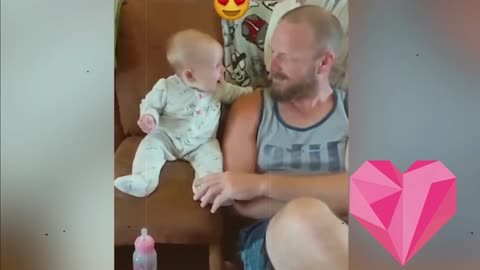 Baby eating ice cream and dance with dady