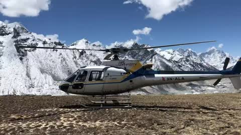 Helicopter at Everest Base Camp