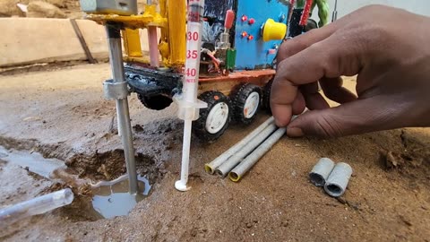 diy tractor mini borewell drilling machine | science project | submersible water pump