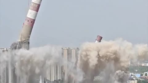 Epic demolition of thermal power plant in China