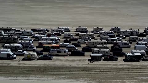 Aerial videos show miles of cars exiting Burning Man