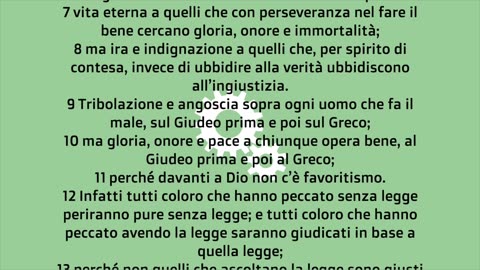 LETTURA DELLA LETTERA AI ROMANI DI SAN PAOLO APOSTOLO CAPITOLO 2 (nuovo testamento) AUDIO BIBBIA IN ITALIANO Sei dunque inescusabile,chiunque tu sia,ebbene,come mai tu,che insegni agli altri,non insegni prima a te stesso?