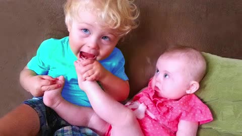 Funny Baby Siblings Playing Together #3 _